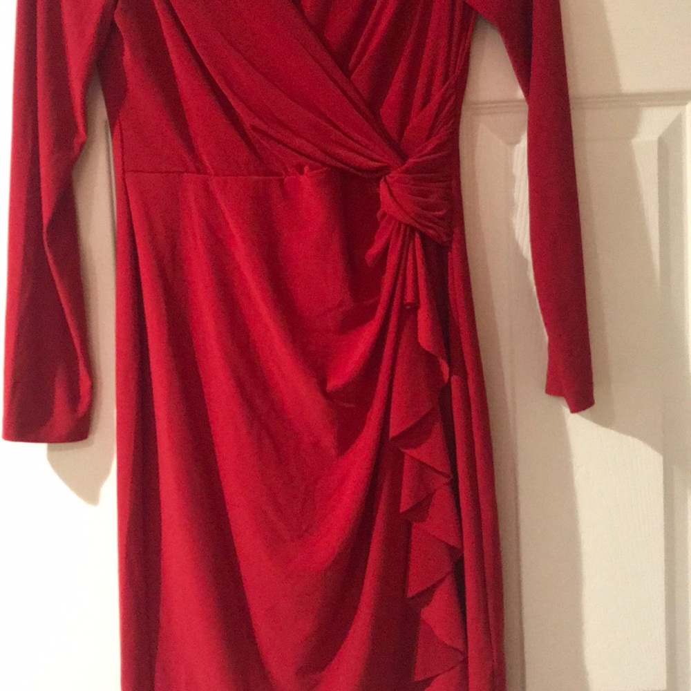 Chaps Red Wrap Dress - image 2